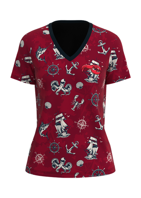 Women's U-B-U Short Sleeve Deep V-Neck - 4-Way Tapered Fit